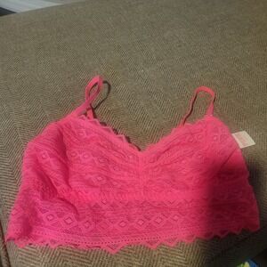 NWT Victorias Secret PINK Lace Bralette‎ Bra Small HOT PINK Wireless Womens